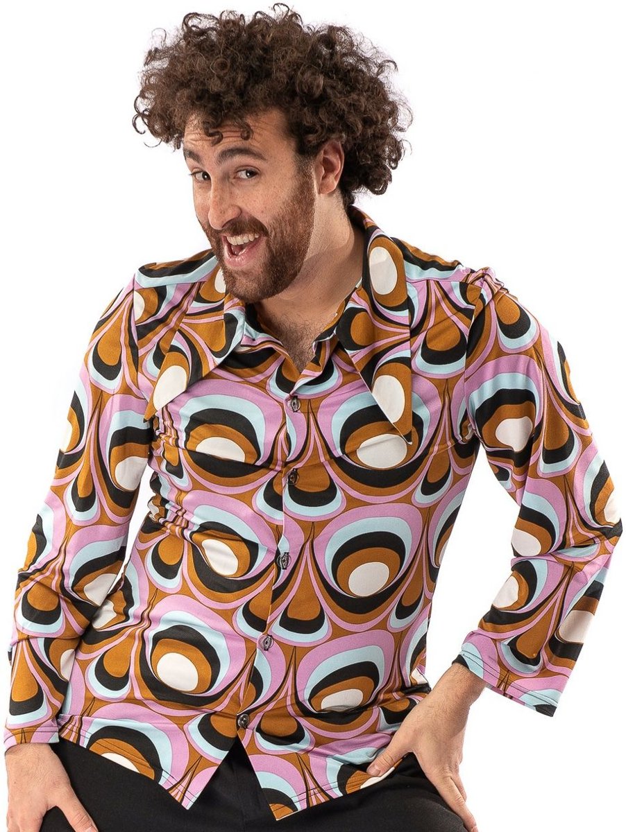 Hippie Kostuum | Jaren 70 Hippie Soul Disco 60s Psychedelische Ogen Shirt Man | XXL | Carnaval kostuum | Verkleedkleding